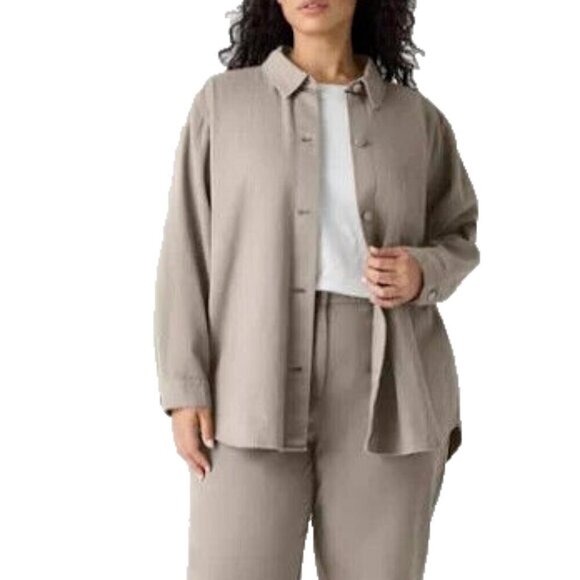 Eileen Fisher Jackets & Blazers - Eileen Fisher Classic Collared Jacket Women Size 2X Brown
